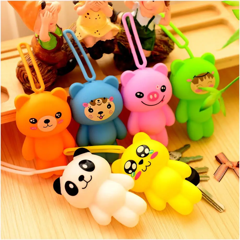 

Lovely Fresh Cartoon Silicone Animal Bear Panda Key Chain Women Girls Bag Purse Charms Keyring