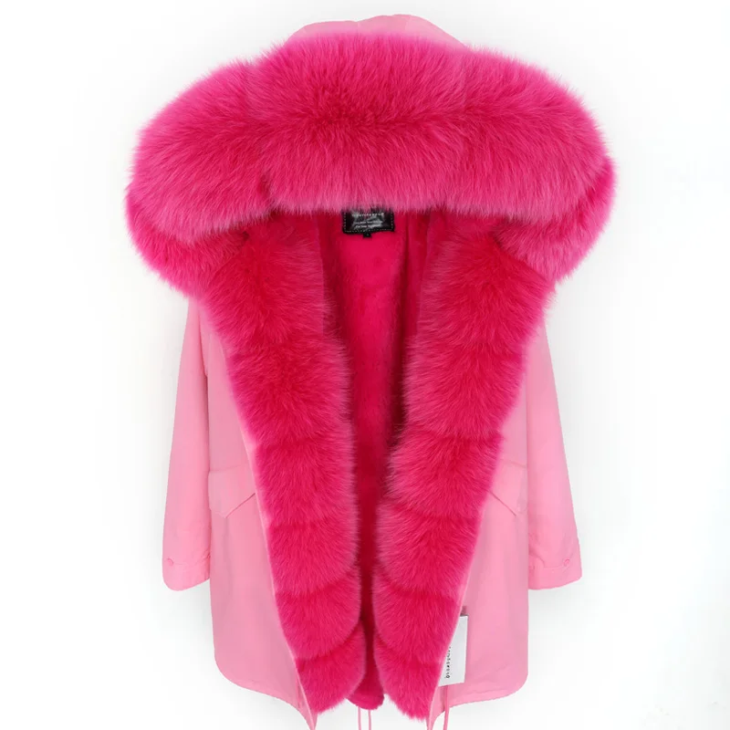 Зимняя новая женская одежда, Лисий мех, большой меховой воротник, шуба Parker, съемная подкладка из искусственного меха, модное меховое пальто - Цвет: 28