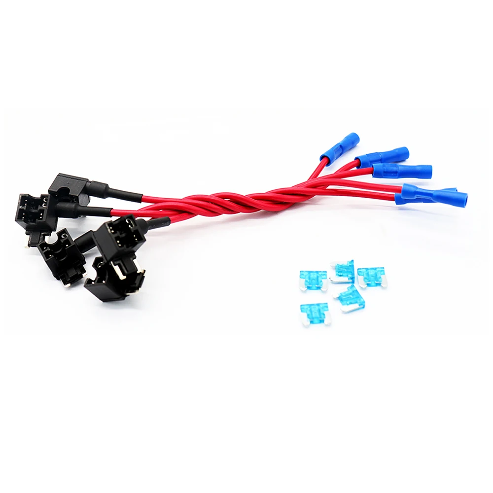 10Pcs 12V Car Add-a-circuit Low Profile Mini Fuse Tap Adapter Mini Blade Fuse Holder with 5Pcs 15A Fuses Styling