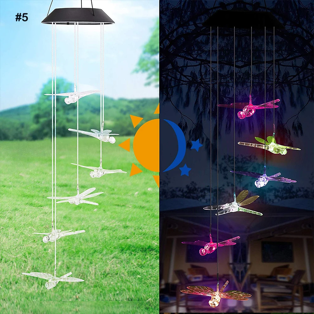 

Solar Powered LED Wind Chime, Portable Color Changing Spiral Spinner Windchime Outdoor Decorative Windbell Light