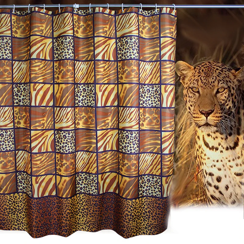 Fashion wild leopard shower curtain mildew waterproof polyester fabric