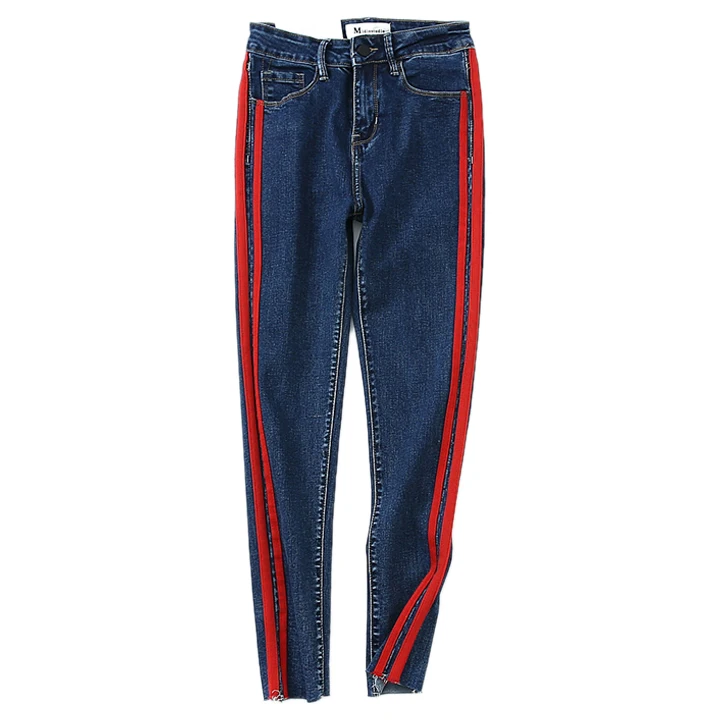 

and winter, the new side of the belt weaving, red stripes, tight stretch nine points pants, slim slim shoes, jeans