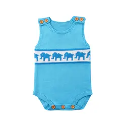 Pudcoco/2018 Одежда для новорожденных девочек и мальчиков трикотажный комбинезон без рукавов синий комбинезон с изображением слона комплект