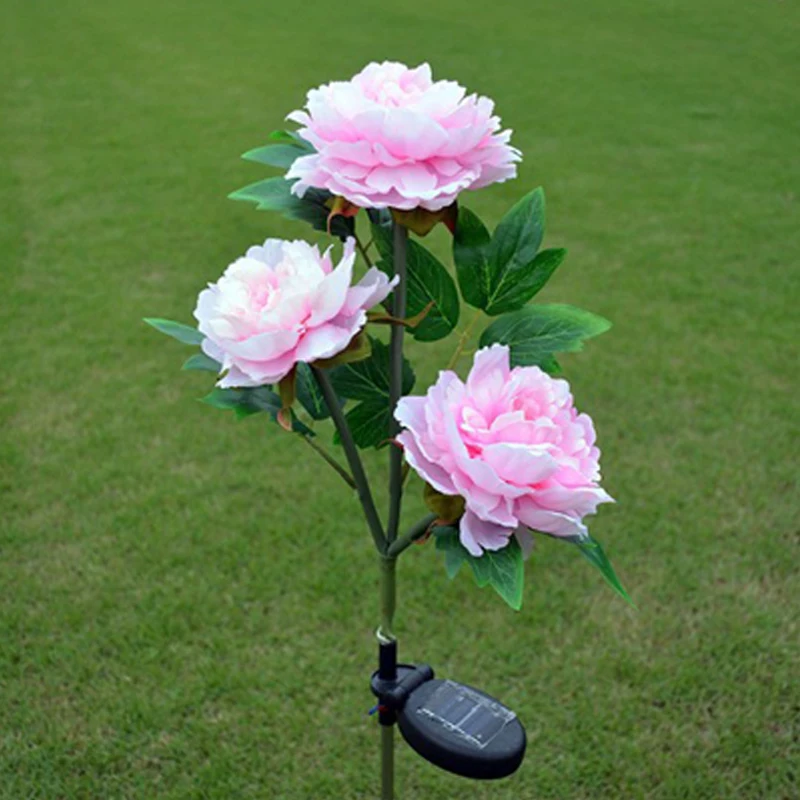 

2019 New LED 3 head solar light peony lanterns LED solar lamp Inserted Ground Light for garden courtyard decorated lawn lamp