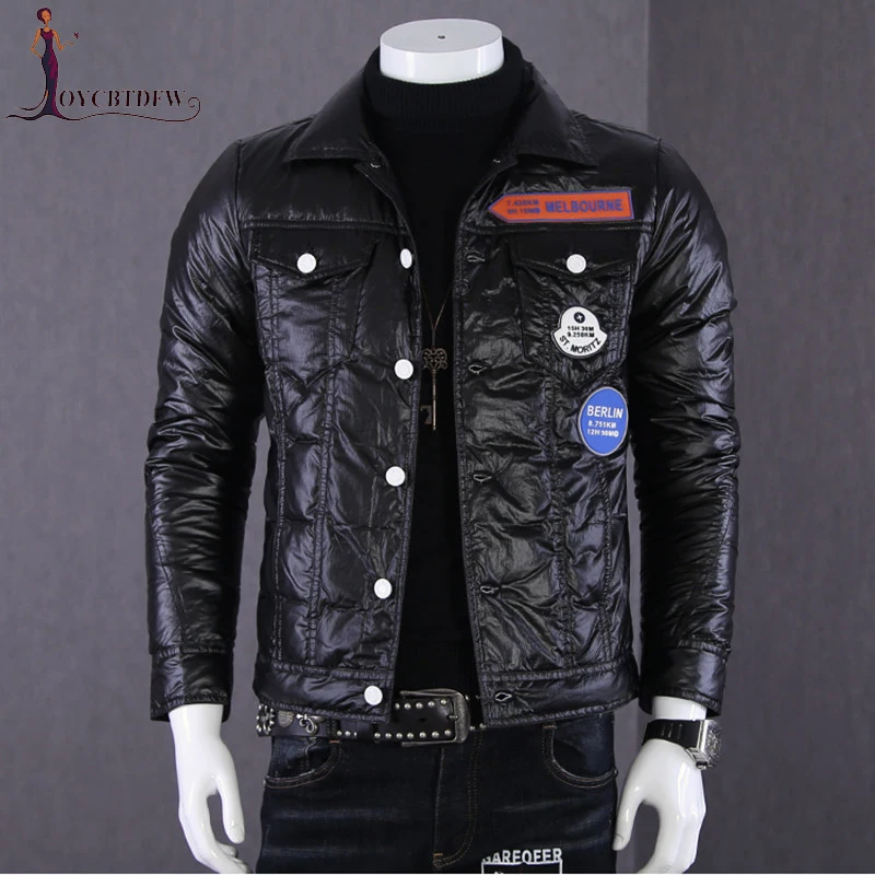 

Men Down Jacket Winter Short Pilot Glossy Jackets Men Lightweight Korean Trend Casual Coats Winter Men Locomotive Outerwear N665