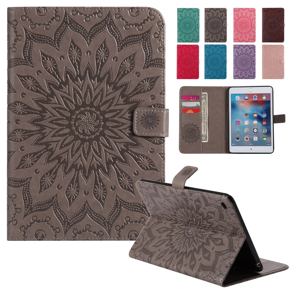 Online Binuoda para IPad Mini 4 lujo girasol diseño folio libro cuero Patas de bicicleta cartera para IPad Mini 4 suave TPU Conchas