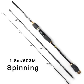 

JITAI Carbon Lure Rod Baitcasting Spinning Sticks 3 Sections 1.8m 603M Fast Action Ultralight Travel Rod For Lure Fishing Pesca