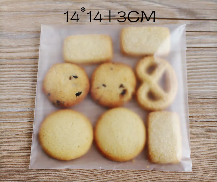 100pcs/lot translucent cookie plastic packaging bags 14x14cm gift bag