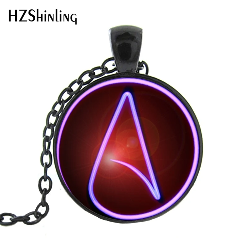 

HZ1- MINI-0017 Hot selling Atheist Symbol Pendant Necklace Glass Dome Jewelry Art Photo sweater chain necklace pendant gift