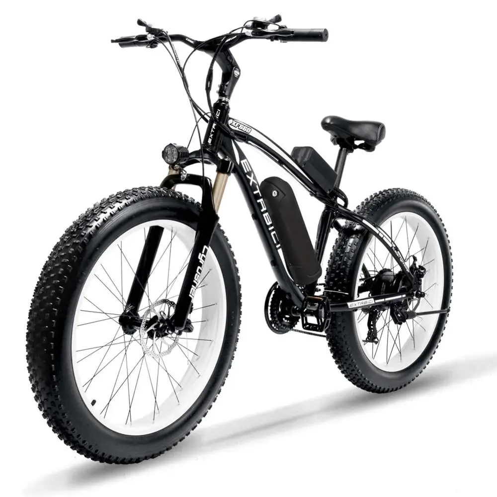 Extrbici XF660 500 Вт 48 в электрический мужской горный велосипед 4,0 дюймов Fat Tire дисковый тормоз пляжный снегоход регулируемый вынос обновленный - Цвет: XF660-500W-BLACK-KO