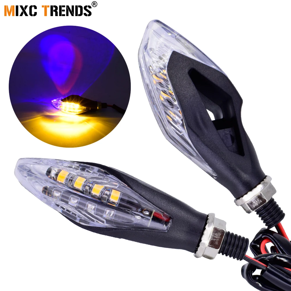 

2pcs LED Motorcycle Turn Signal Indicators Blinkers Amber Light 12V Auto Red Blue Police Flashing Strobe Warning Lights