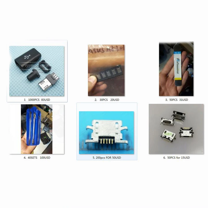 

7Items Micro USB Connectors & opening to-ols