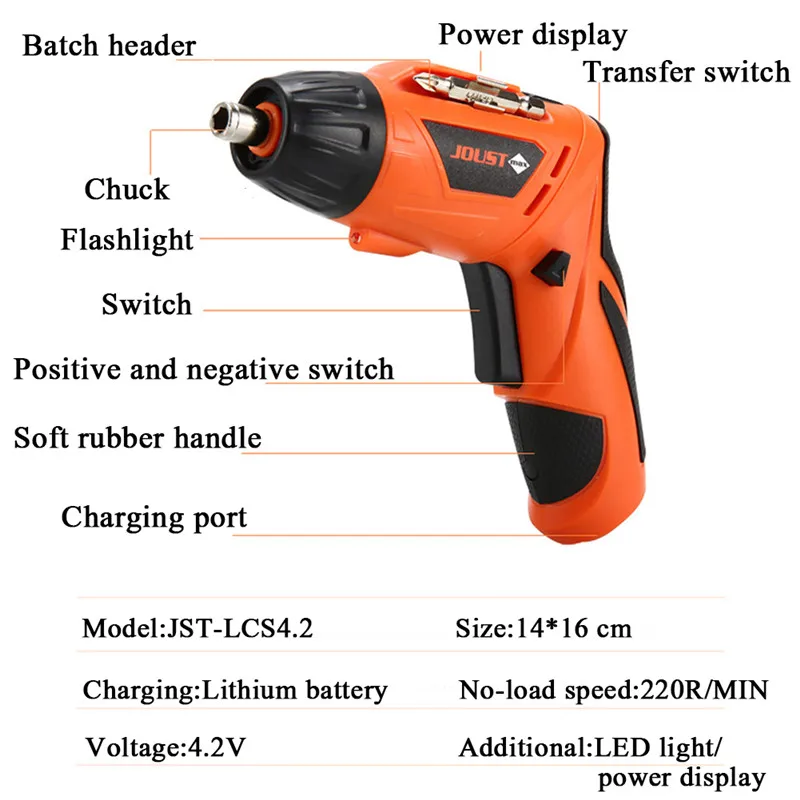 4.2V USB Electric Screwdriver Multifunction Rechargeable Torque Adjustment Lithium Portable Hand Drill  Screwdriver Suit Tools (5)