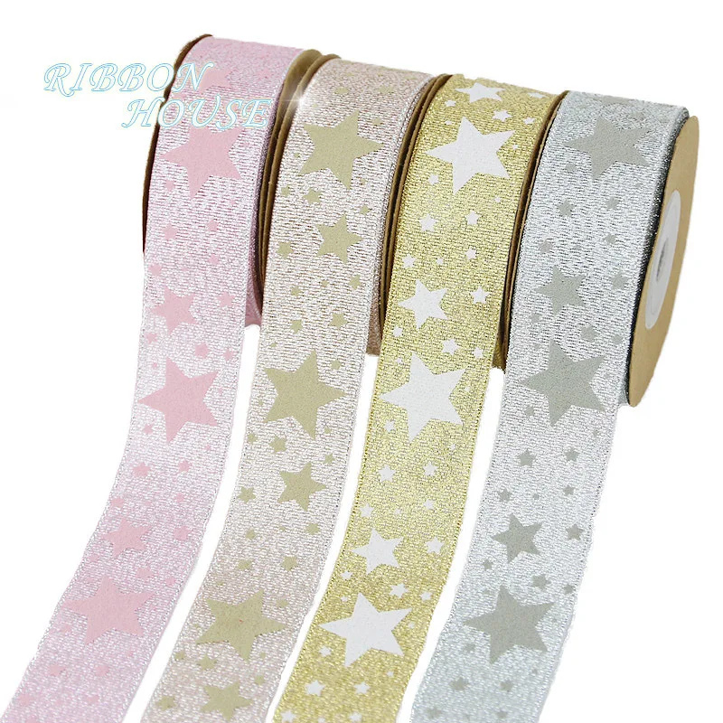 

(10meters/roll) 25mm Printed Christmas ribbon with flowers wrapping Christmas Pentagram colorful bright onion ribbon