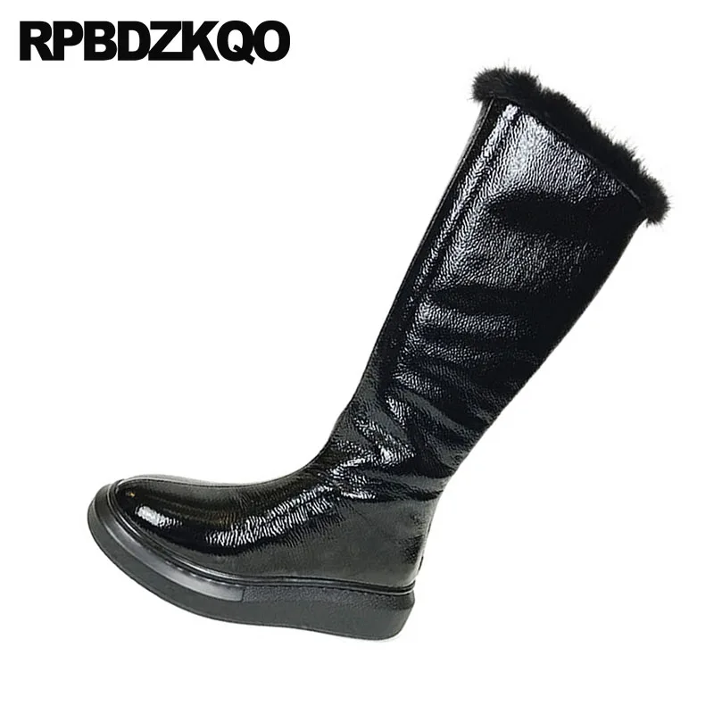 wide calf patent leather boots