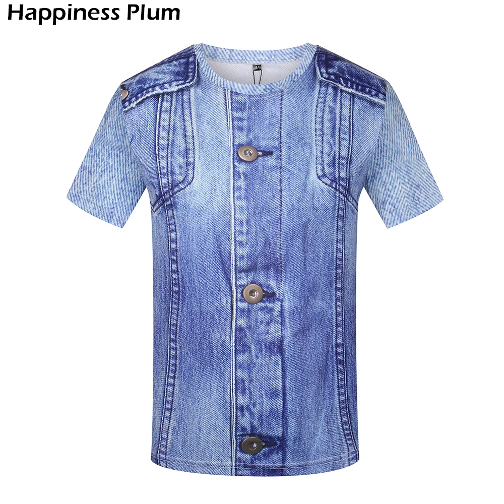 Mens T-Shirt Funny T Shirts Fake Jeans T-Shirt Hip Hop Tshirt Cool 3d Shirt Men/women T Shirt Male Fashion Tshirt Brand-clothing