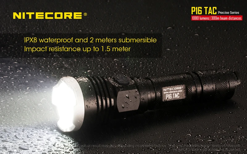 NITECORE P16TAC CREE XM-L2 U3 светодиодный тактический фонарь высокой интенсивности с 1000 люменов+ 300 м дальность луча