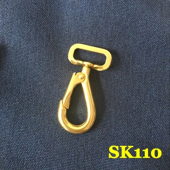 

(SK110) 2pc Solid Brass Spring Snap Hook Swivel Clasp Key Ring Chain Hardware