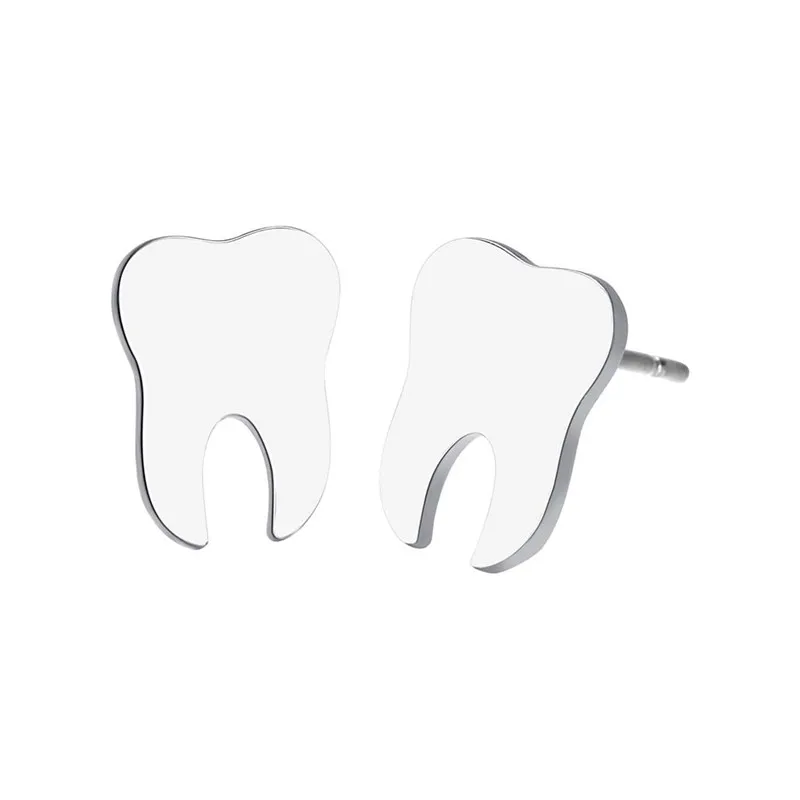 Стоматологический зуб серьги гвоздики для женщин мужчин Доктор Медсестры ювелирные изделия в стиле минимализма маленькие серьги медицинский подарок на выпускной