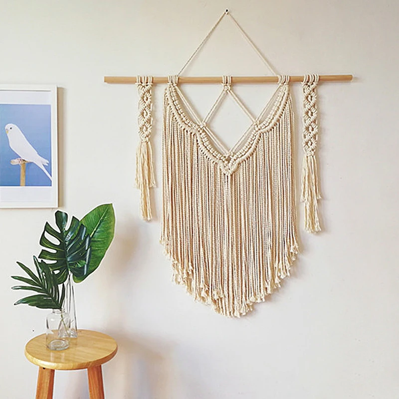 

tapestry boho decor Indian Macrame Wall Art Handmade Cotton Wall Hanging Tapestry with Lace Fabrics Bohemian wedding decoration