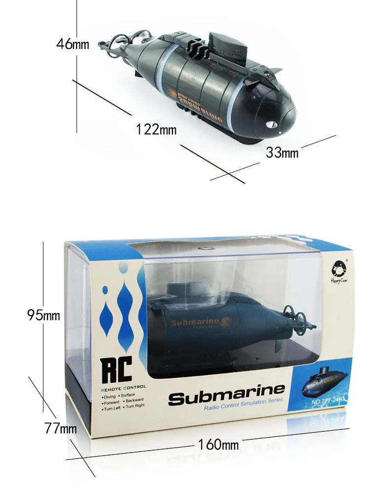 777-216 мини подводная лодка игрушки с 40 МГц передатчиком шестиканальный мини радиоуправляемая подводная лодка детская игрушка подарок на день рождения