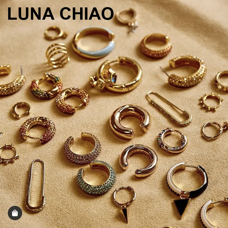 Женские мини серьги обручи LUNA CHIAO популярные эмалированные каффы Пупс лето