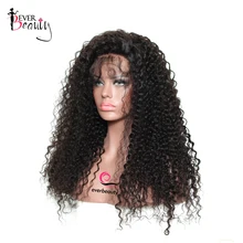 Ever Beauty Lace Front Human Hair Wigs 250 Density Brazilian Curly Remy Hair Natural Black Medium