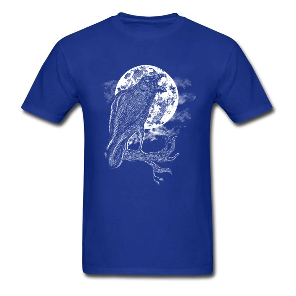 Design Night Caw Round Neck T-Shirt Summer Tops Shirts Short Sleeve for Men Prevalent 100% Cotton comfortable T-shirts Night Caw blue