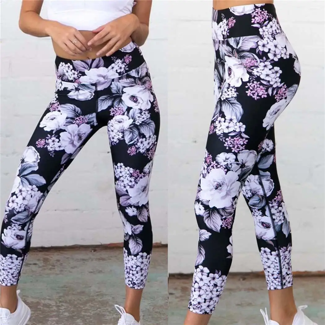 

Women High Elastic Waist Floral Breathable Quick Fitness, Dry Fitness Yoga Fashion All Seasons Leggings