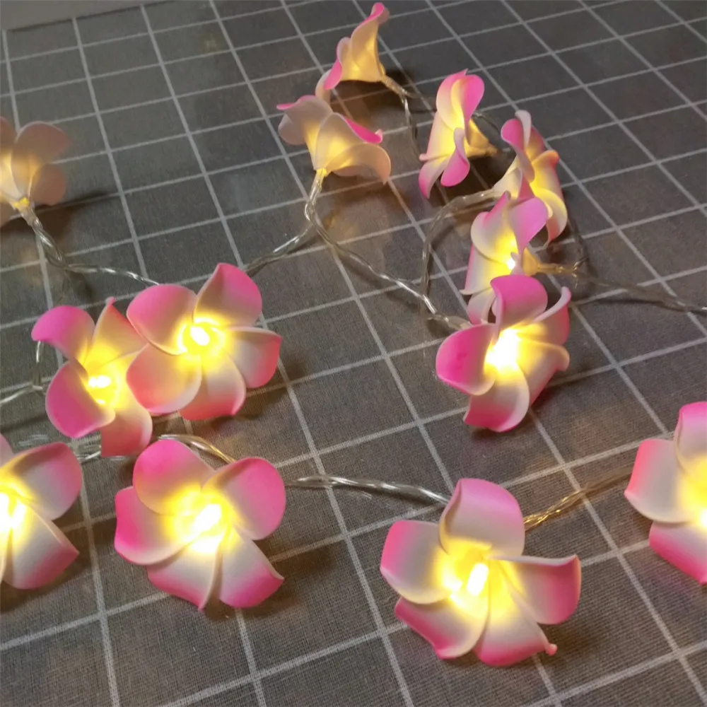 New-color-battery-operated-LED-pink-6cm-Frangipani-Flower-Fairy-Light-String-Plumeria-wedding-part-xmas