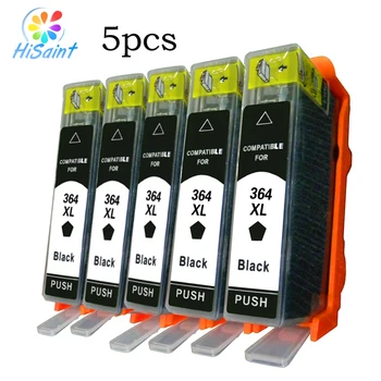 

hisaint 5Pcs for HP364 BK Ink Cartridge Photosmart 7510/B8550/C5324/C5380/C6324 New for HP Photosmart eStation C510a Promotion