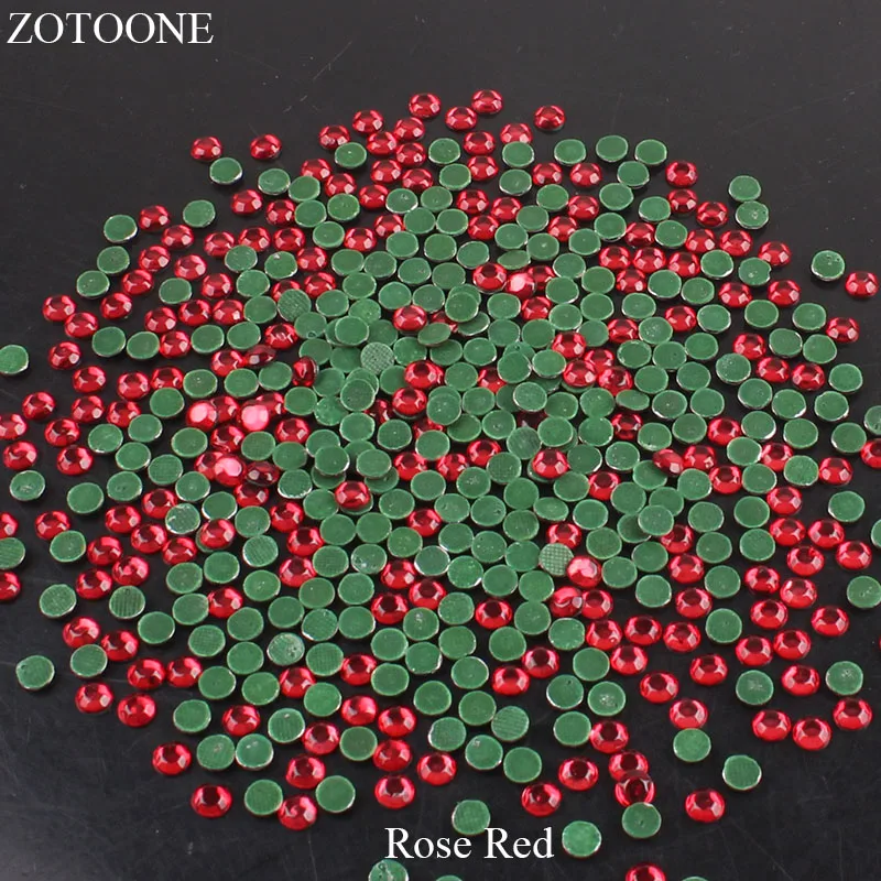 ZOTOONE Стразы со стразами, аппликация с горячей фиксацией, плоская задняя часть для ногтей, сделай сам, стразы из смолы, розовые камни для декора одежды G - Цвет: Rose Red