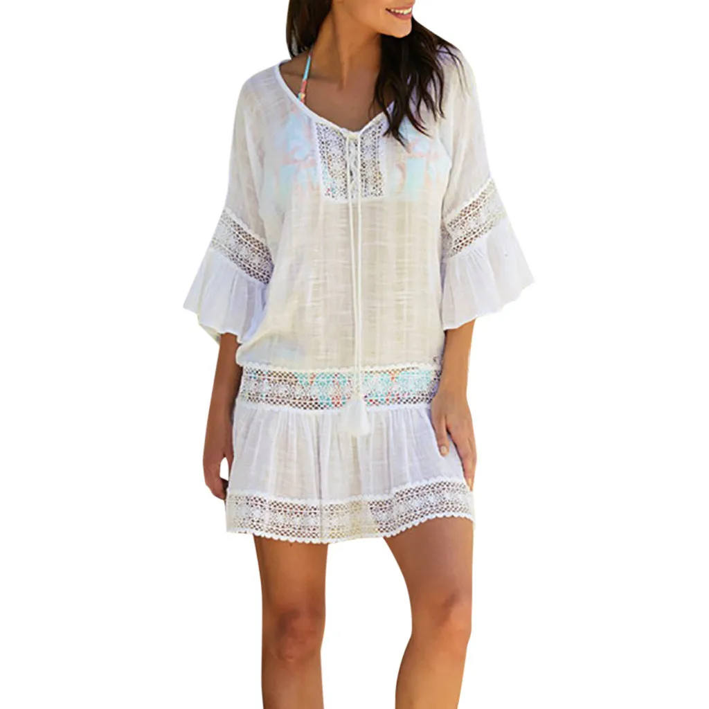 

FREE OSTRICH Women Beach Cover Up Swimsuit Cover Up Crochet Beachwear Bathing Cover Up Beach Summer Dress Girl Bodycon Dress