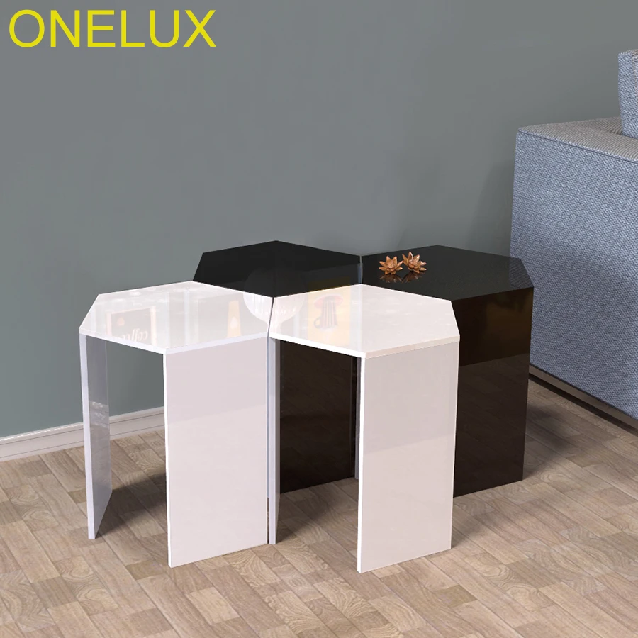 (2PCS/LOT) Hexagon Acrylic Sofa Table,Lucite Occasional Small Tea Tables