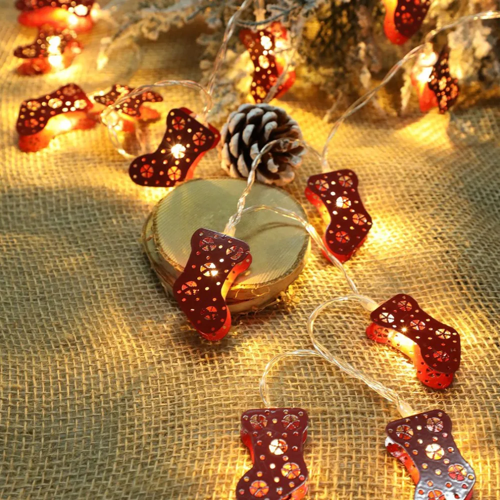 

ICOCO Christmas Snowman Santa Claus Red Socks Style Fairy String Light Wall Window Garden Decor Party DIY Flexible String Lamp