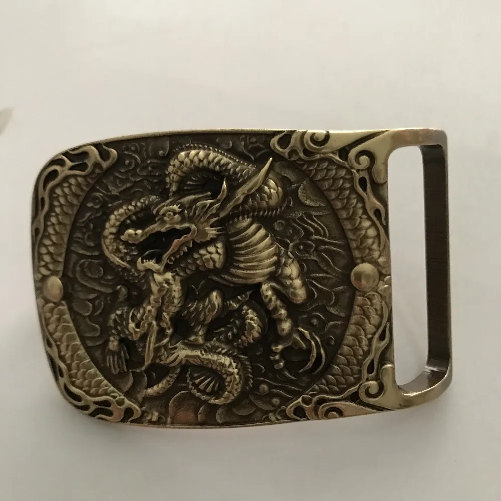 Мужской ремень в ковбойском стиле с металлической пряжкой из латуни 3D Dragon