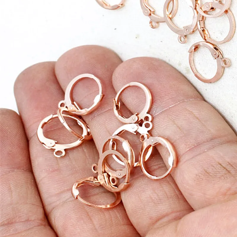 25 Pcs ..Rose Gold Plated Earring Findings, brass.. 12x14mm , CMR99in
