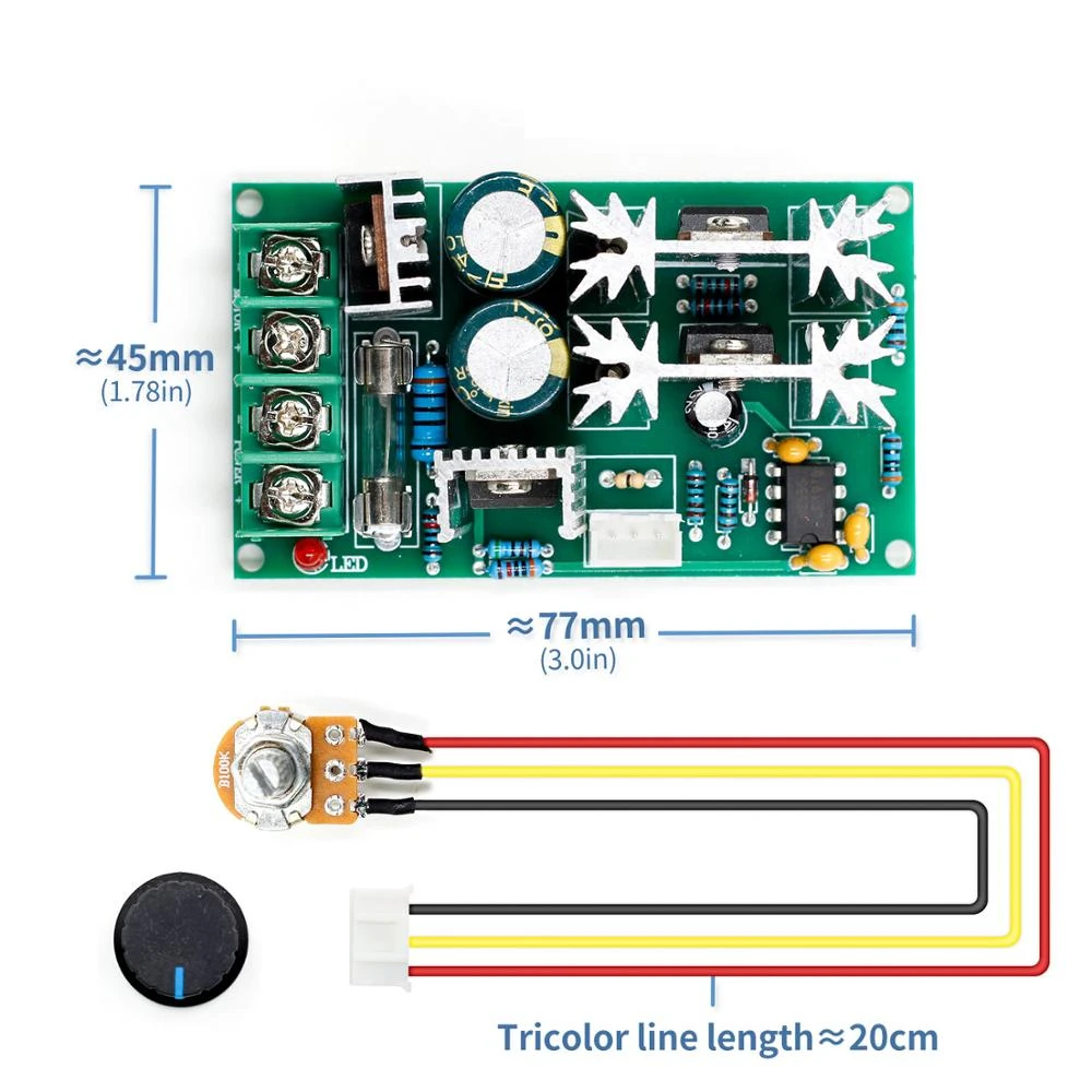 

DC10-60V DC 10-60V Motor Speed Control Regulator PWM Motor Speed Controller Switch 20A Current Regulator High Power Drive Module