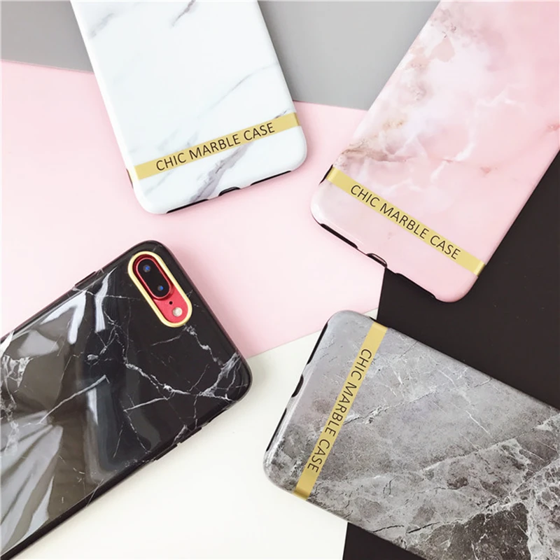 Aoweziic Korean marble For iphone X XS MAX XR mobile phone shell personality soft shell silica gel 7PLus 8plus lovers 6S shell