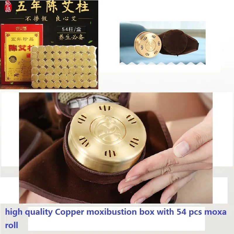 high quality Pure Copper moxibustion box with 54 pcs moxa