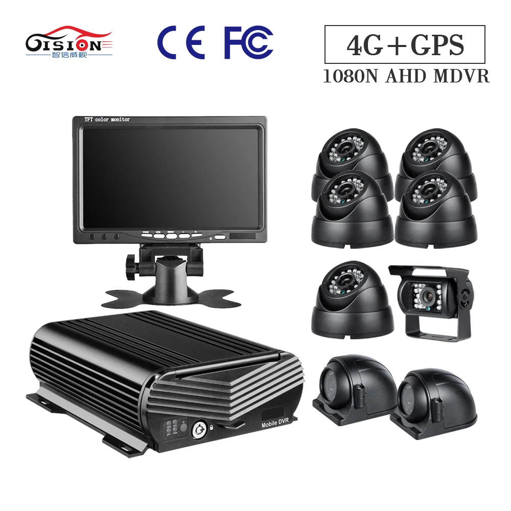 GISION грузовик Школьный Автобус Dvr комплект 8CH 1080N 4G GPS HDD MDVR и 8 AHD камера 7 дюймов VGA