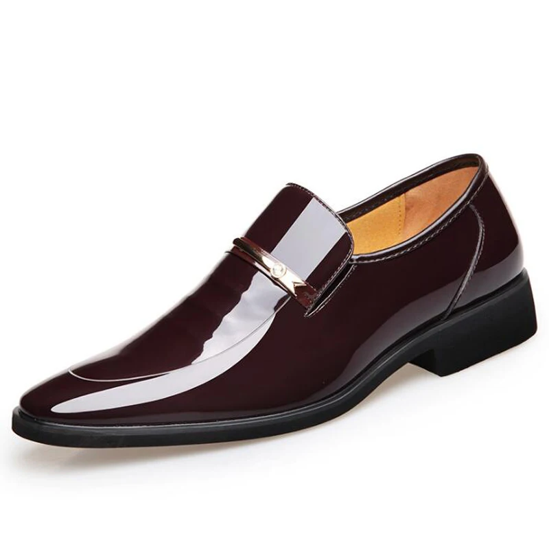 Homens Luxo Moda brown Formal Casuais Sapatos Dos Se Couro Do Patente Homem Dedo Da Casamento Oxfords Black Marca Pontas De Vestem Pé nUIEgxgq