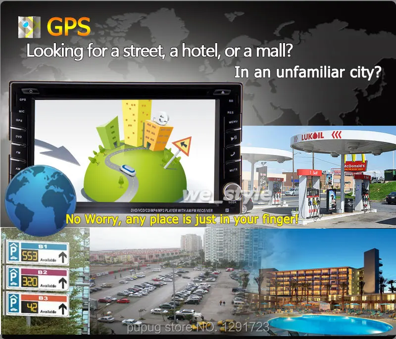 Best Double 2 Din 7 inch Head unit In Dash Car Stereo Video Player GPS Navigation with free GPS map+Analog TV+FM/AM Car Autoradio PC 2