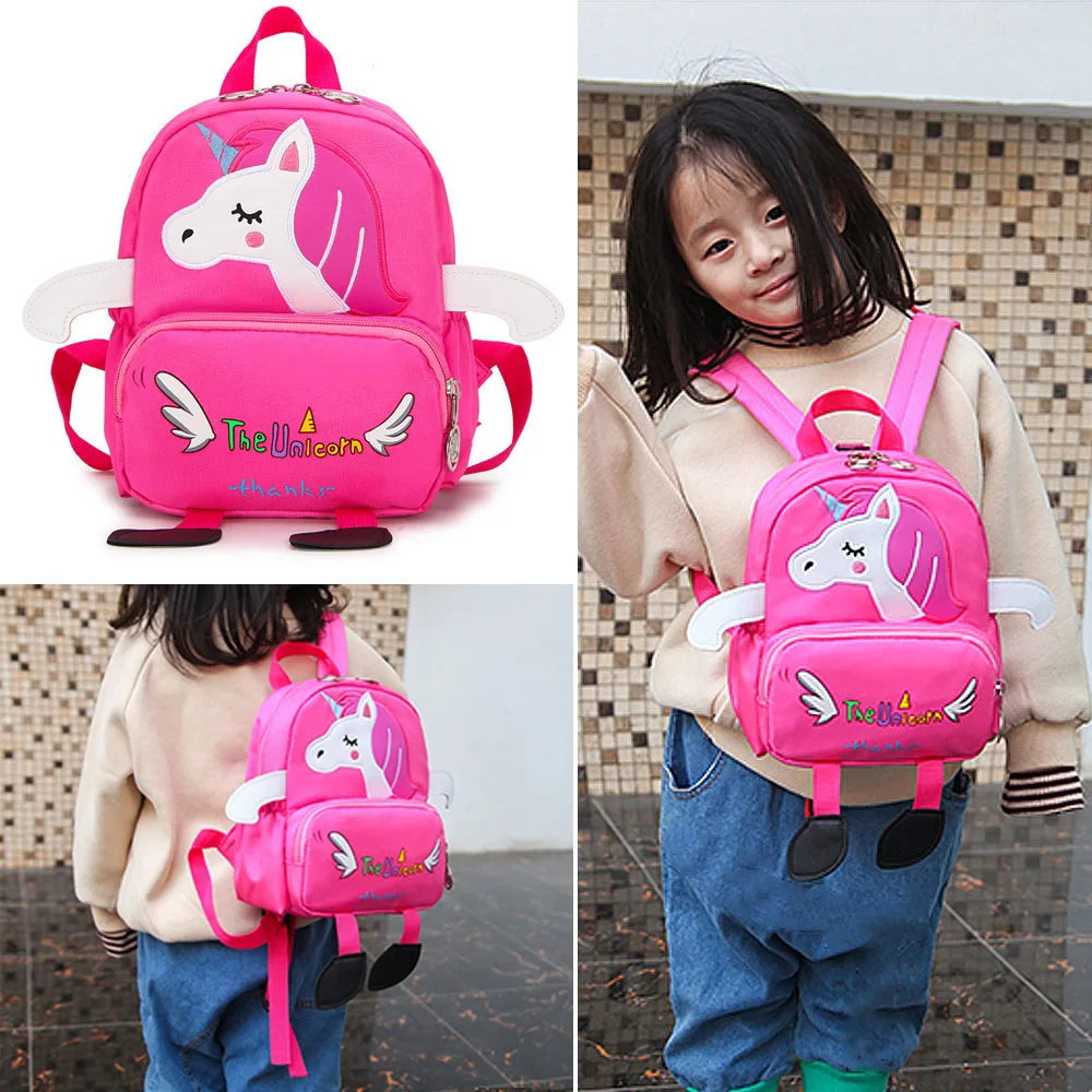Розовый Единорог школьные сумки для детей малыша жгут прогулки безопасности Anti-Потерянный Плюшевый Рюкзак Милый мальчик девушки дети Bookbag
