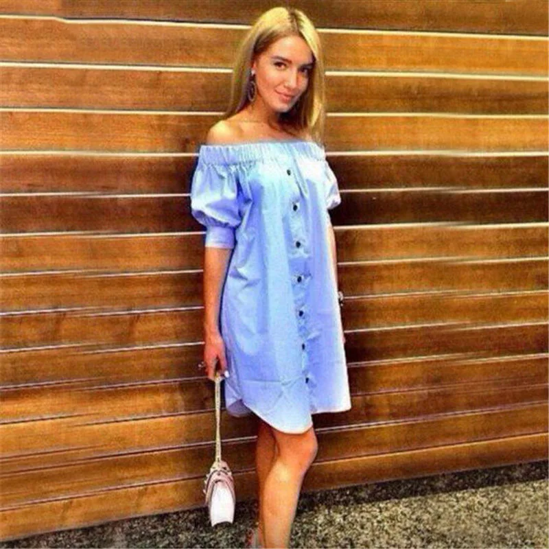 

Spring Off the Shoulder Casual Sexy Woman Dress 2019 Spring Summer Asymmetrical Comfortable Boho Short Dresses Loose Vestido