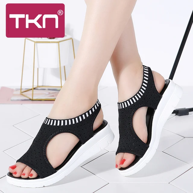 TKN 2018 Summer women sandals female shoes open toe ladies slip on flat platform sandals shoes women sandalias QS808