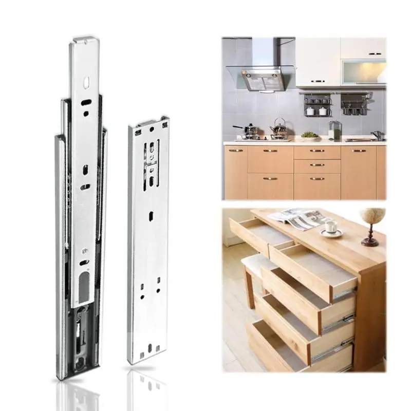 

2pcs Steel Ball Bearing Drawer Track Drawer Slide 3 Stage Smooth Mute Guide Rail Furniture Keyboard Cabinet Hardware Fittings
