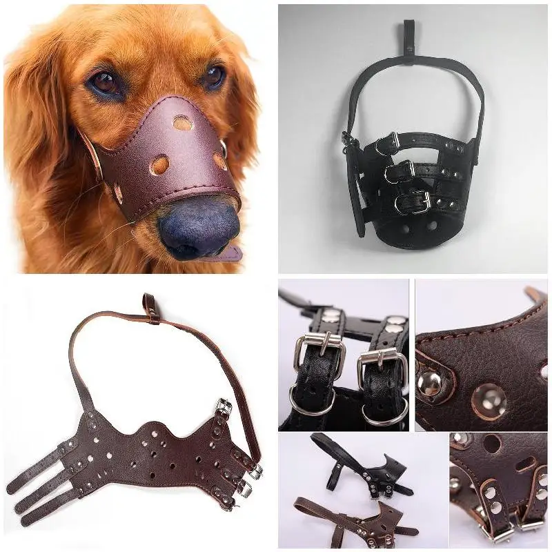 Adjustable Mask Grooming Anti Bite Muzzles for Small Large Dogs PU ...