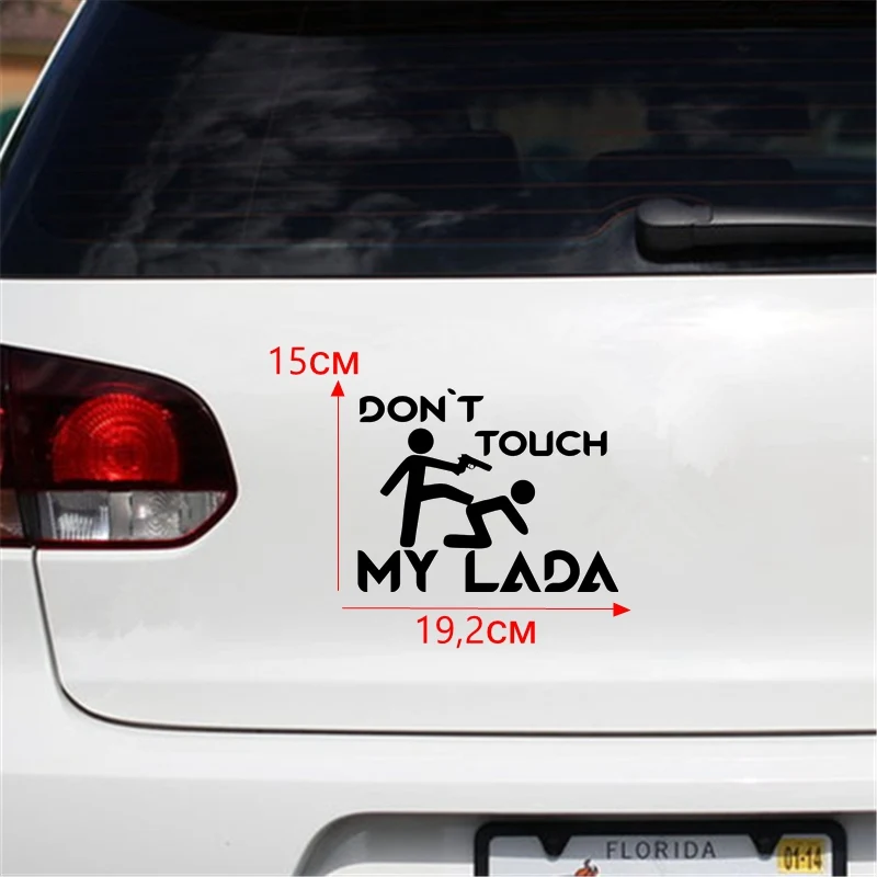 Tri Mishki HZX273 15*19.2см don't touch my lada vaz прикольные виниловые наклейки на авто наклейки на машину наклейка для авто стикеры - Название цвета: H273 Black