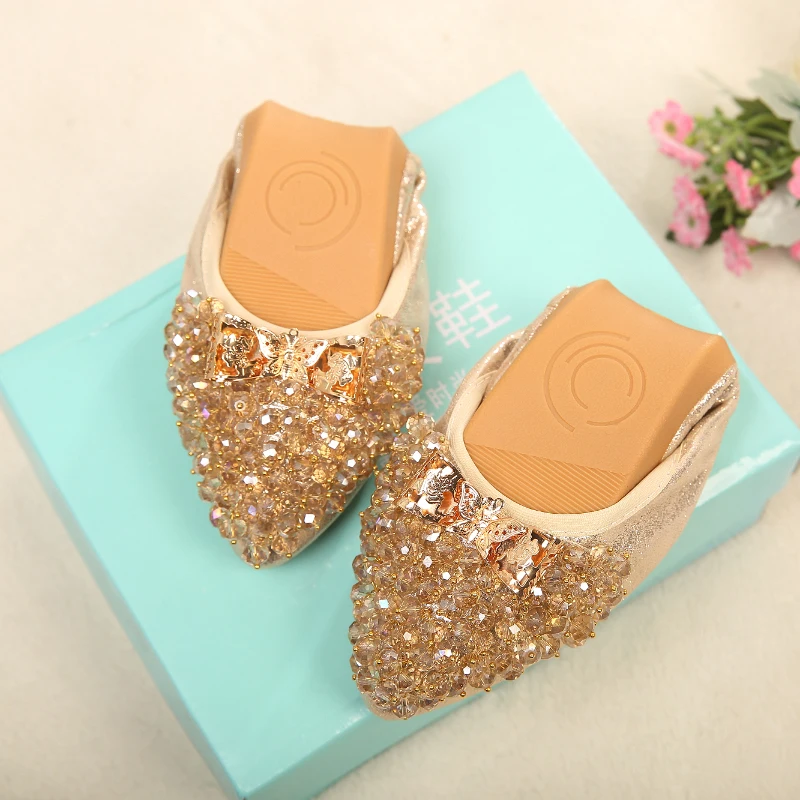 

Women Loafers 2019 Big Size Woman Shoes Spring Female Shoes Ballerina Shining Flats Foldable Ballet Shoes Fashion Loafers 42
